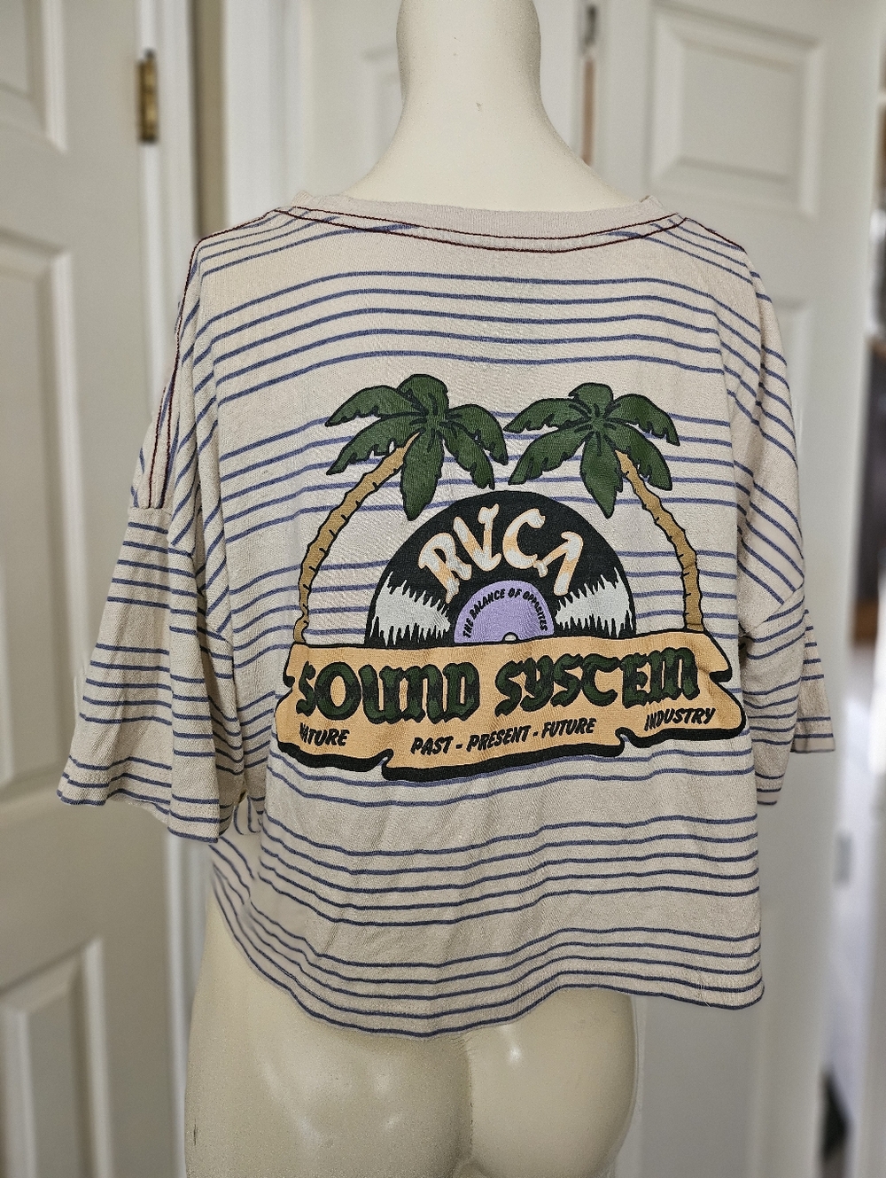 RVCA Womens Dance Haul Sound System The Balance Of Opposites Striped T-Shirt M